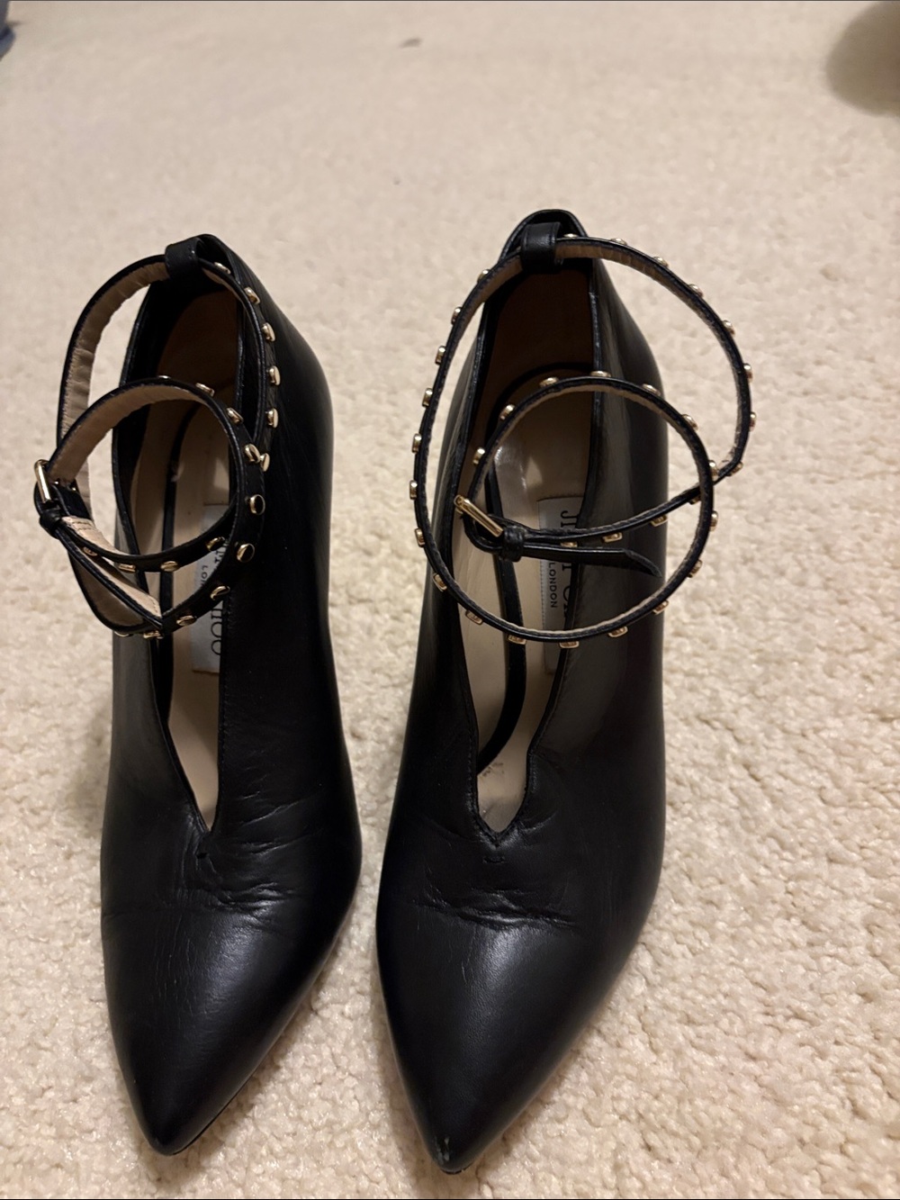 Jimmy Choo Black Leather Lark 100 Heel